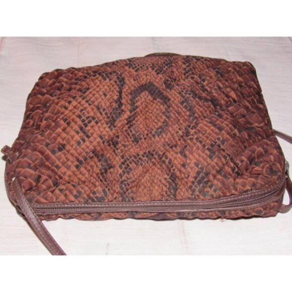 Bottega Veneta Vintage Crossbody Reptile Print Fabric In Browns - Picture 5 of 12